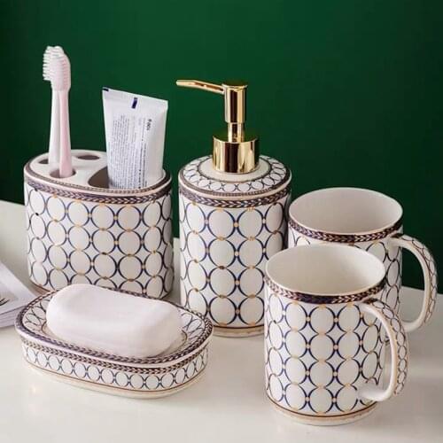 5pcs luxury bathroom set Hotel Wash brush cup, Liquid Soap Dispensers, Soap Dishes,Toothbrush holder