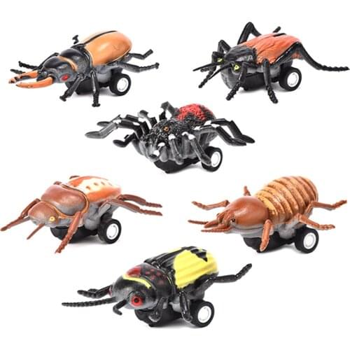 New Random Simulation Insect Model Pull Back Car Beetle Racing Car Sports Car Plastic Model Toy Small Gift for Children