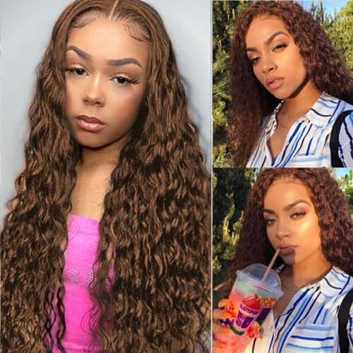Colored Brown Curly 13x4 Lace Front Wigs Honey Blonde Human Hair Wigs For Women Brazilian Remy Human Hair Wigs Preplucked
