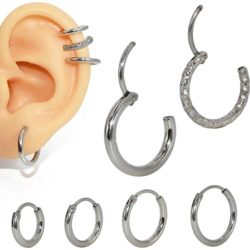 2pcs Stainless Steel Septum Clicker Hoop Ring Nose Labret Ear Tragus Cartilage Daith Helix Earring Stud Body Piercing Jewelry