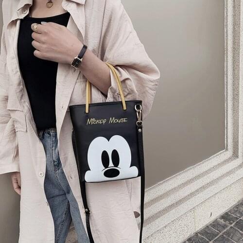 Disney Mickey Mouse tote bag cartoon pu messenger shoulder bag women handbag shopping bag