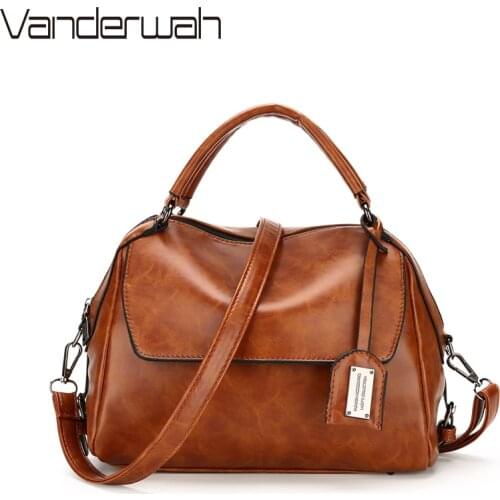 VANDERWAH OIL SKIN luxury handbags women bags designer Casual Ladies Handbag Shoulder Bags Female Tote Bags for women 2017 sac