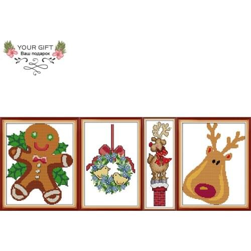 Your Gift C997 C998 C999 KB001 14CT 11CT Counted and Stamped Home Decor Christmas Deer Wreath Elk Cookie Needlework Cross Stitch