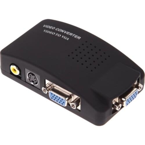 UK Plug AV RCA Composite S-video Input to VGA Output Monitor Converter Adapter For CCTV Camera DVD Player DSTV