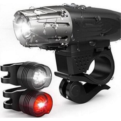 Bicycle Front Head Light Tail Light Set Waterproof Road MTB Bike Rear Light Cycling Lamp Flashlight USB Charging Headlights