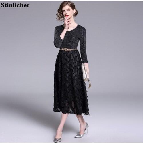 Runway Fashion Shiny Sequin Dress Women Sexy V-Neck Slim Feather Tassel Long Party Dress Ladies Black Bodycon Vestidos Robe