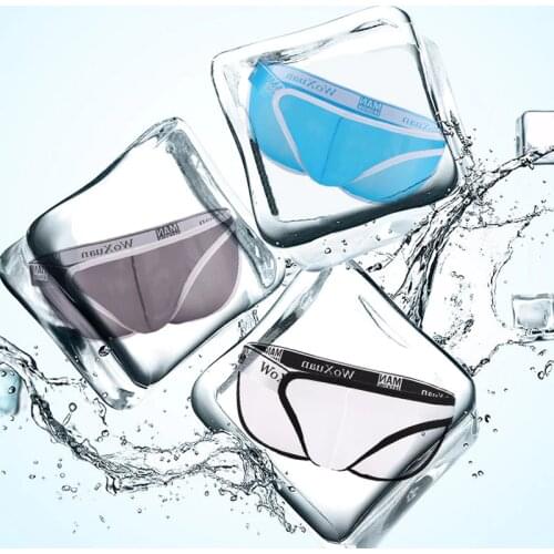 4PCS/Lots Sexy Men Briefs Ultra-thin Ice Silk Transparent Underwear Cuecas Jockstraps Calzoncillos Bikini Slip Panties Plus Size