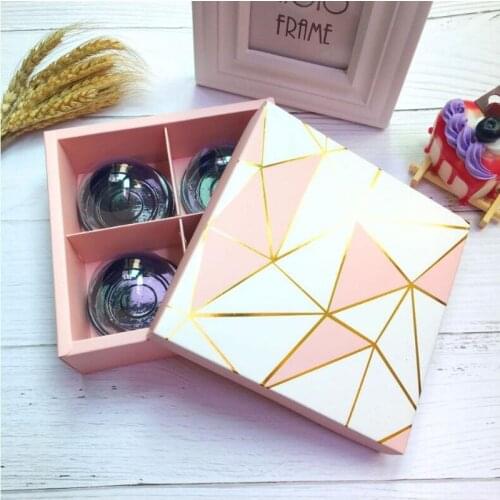 5 pieces 4grids Holes Kraft Paper Cupcake Packing Box Muffin Wedding Party Case Holder Box