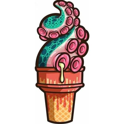Car Stickers Decor Motorcycle Decals for Octopus Foot Ice Cream Decorative Accessories Creative Waterproof PVC,13cm X 12cm
