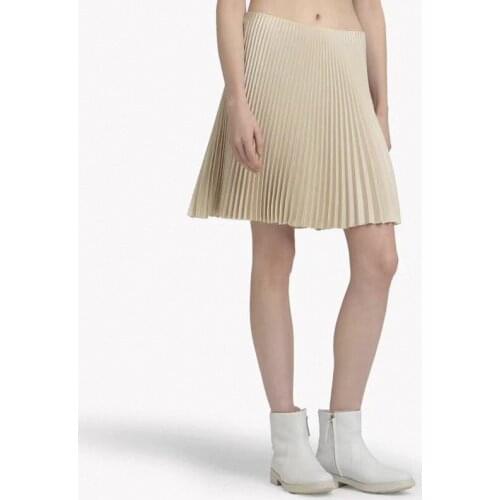 Polyester White Pleated Short Women Skirt