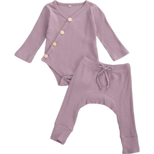 0-12M Newborn Kid baby Boy Girl Clothes set Long Sleeve Cotton Bodysuit Top pant suit Elegant Cute Sweet Stretch Outfit