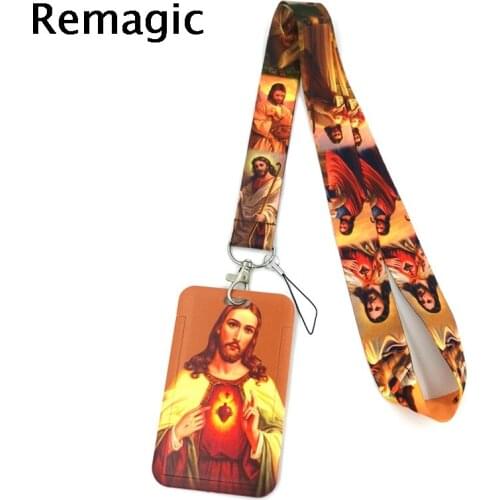 Jesus Fashion Lanyard ID Badge Holder Bus Pass Case Cover Slip Bank Credit Card Holder Strap Card Holder