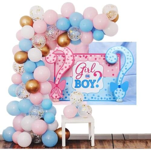 Boy Or Girl Gender Reveal Party Decoration Blue Pink Balloon Garland Arch Kit Photo Backdrop For Baby Shower Party Supplies