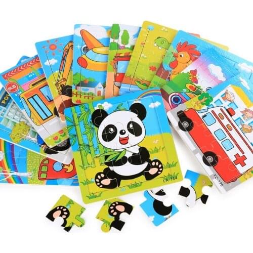 Wood Nine Puzzle Children 9 PCs Educational GIRLS and BOYS Simplicity Primary Wood 16 Plane Graph with Base Map D