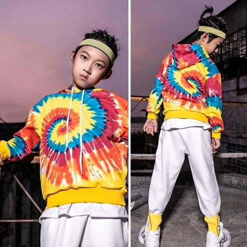 Hip Hop Dance Hoodie Kids Costume For Boys Girls Hiphop Loose Sweater Performance Fashion Children Street Dance Clothes B1229