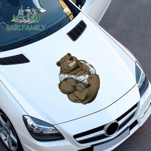 EARLFAMILY 43cm x 32.7cm for Bear Muscles Big Car Stickers Motorcycle Vinyl JDM Bumper Scratch-proof Trunk Truck Car Door Decal