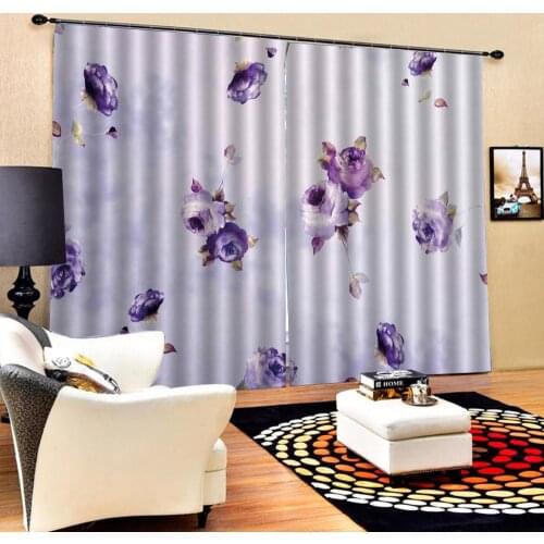 Purple curtains 3D Blackout Curtains For Living room Bedding room Drapes Cotinas para sala flower Drapes Cortinas