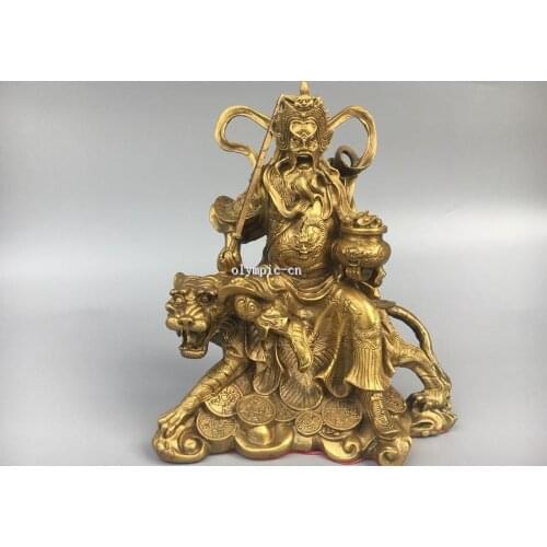 9''Classica Brass chinese folk Martia god of wealth Zhao Gongming on Tiger