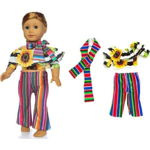 Sunflower suit Fit With American Girl Doll Dress 18 Inch Doll Clothes And Accessories Dresses (Shoes are not included)