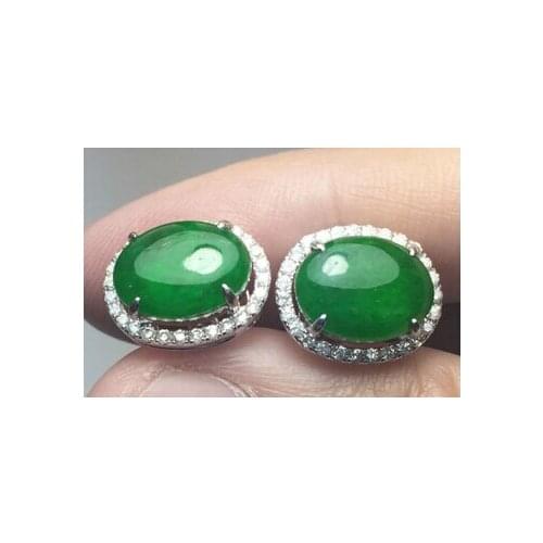 Beautiful Green Jadeite Jade Stud Earrings