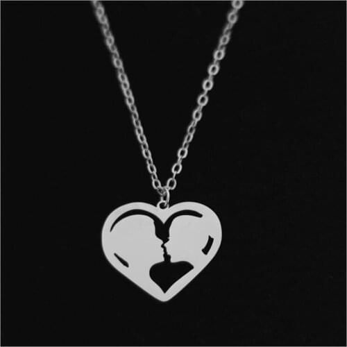 Stainless steel love Lovers head portrait pendant necklace---2 colors free choice---Drop shipping