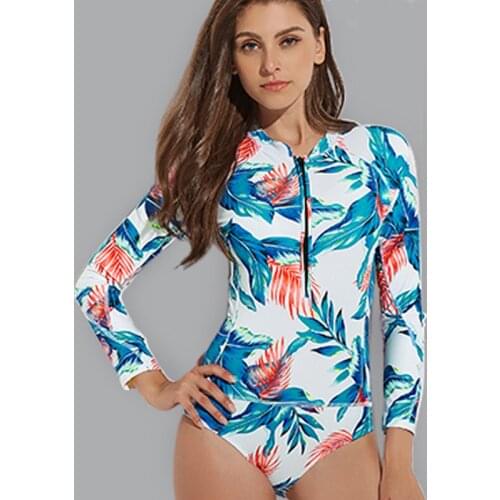 Sexy Rash Guard Swimwear Bathing Suit Women Swimming Rashguard for Women One Piece Surfing Swim Long Sleeve Swimsuit for Women