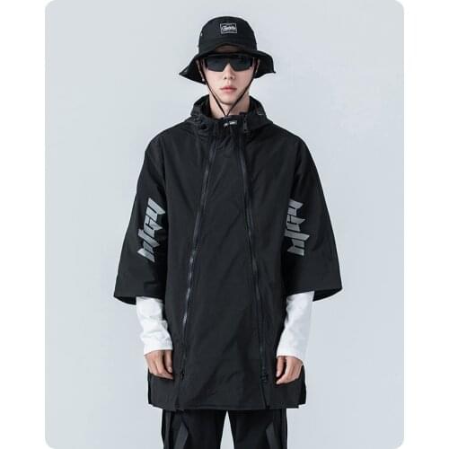 Spring autumn Mens clothes black Hooded Jacket Hiphop Double zipper Harajuku Streetdress loose comfortable lovers oversized