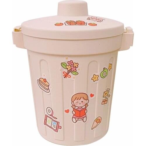 Cute Large Capacity Desktop Pen Makeup Brush Storage Bucket School Office Stationery Trash Organizer Kawaii Round Pen Holder