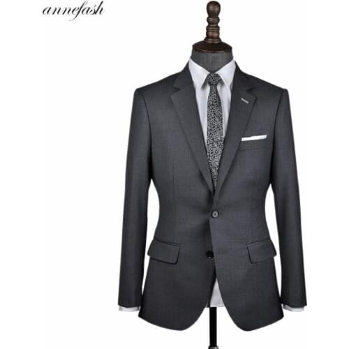 Free shipping New Custom Made Medium grey Slim Fit Suit Worsted Wool business Formal Men suit (Jacket+ Pant)