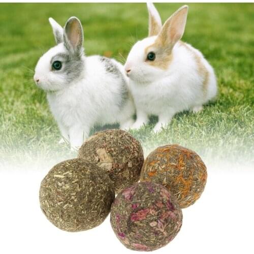 2pcs Pet Teeth Grinding Ball Natural Grass Toys For Guniea Pig Rabbit Chinchilla