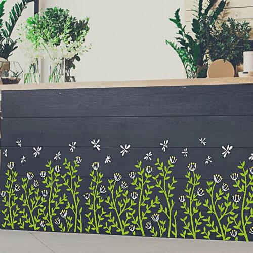 Fresh Flowers and Plants Kick Line Coffee Shop Glass Door Stairs Corridor Decoration Waterproof Wall Stickers
