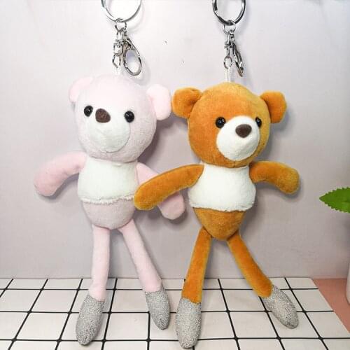 New creative cute 18cm Cartoon long-legged bear plush doll pendant bag ornaments yoga fox bag keychain christmase gift