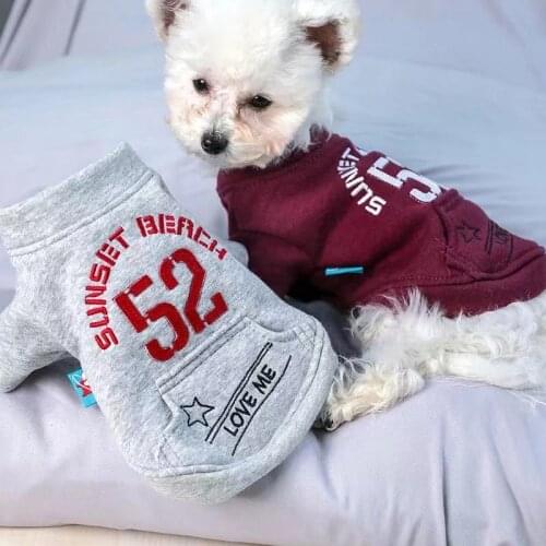 Dog Clothes Autumn And Winter New Teddy Bichon French Bulldog No. 52 Hoodies Plus Velvet Pet Clothes Warm Pet Supplies