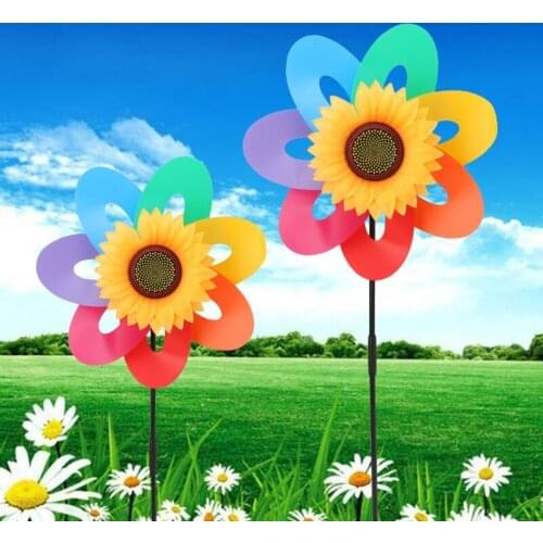 Hollow Sunflower Windmill Wind Spinner Whirligig Home Yard Party Decoration Toys