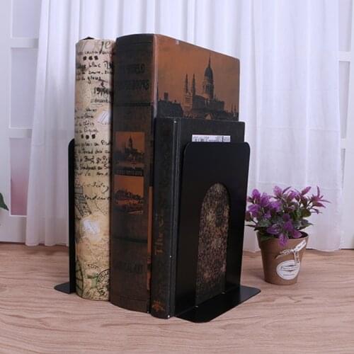 Simple Style Metal Bookends Iron Support Holder Nonskid Desk Stands For Books