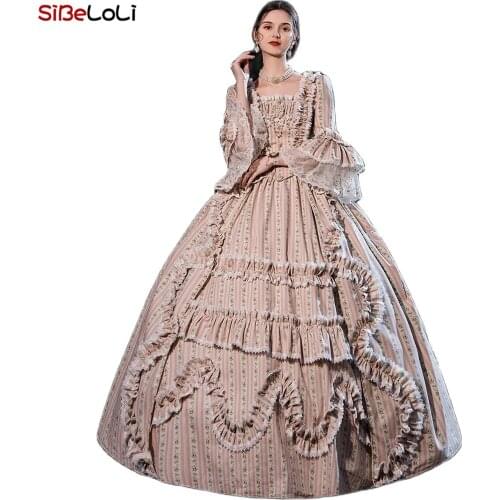 Deluxe Pink Cherry Printed Rococo Marie Antoinette Dress Renaissance Fantasy Princess Masquerade Ball Gown Theater Clothing