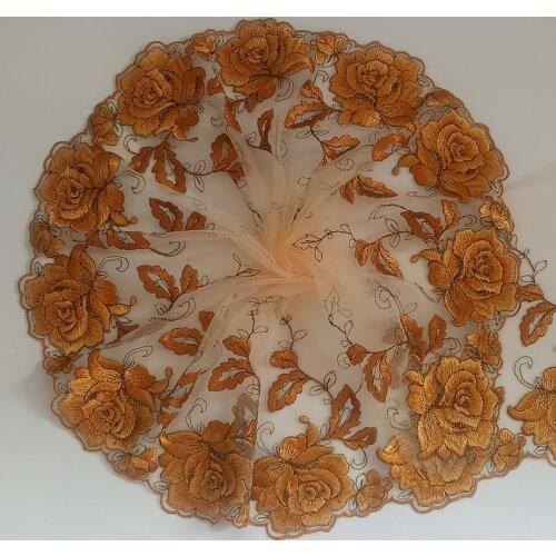 10Meters Rose Flower Pattern Embroidered Lace Trim Mesh Fabric for Bra Lingerie Costume Wedding Dress Clothes Accessories