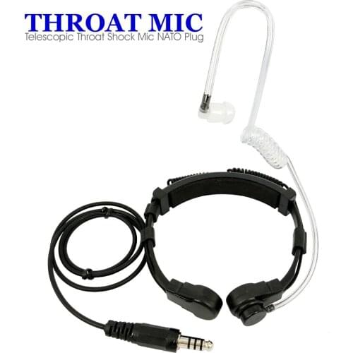 NATO Plug Telescopic Tactical Throat Shock Microphone Headset Anti-noise Air Tube Earpiece for Walkie Talkie Two Way Radio