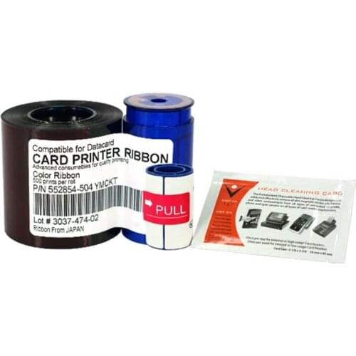 Compatible Datacard 552854-504 YMCKT Color Ribbon 500 Prints 1 Roll For SP35 SP35plus SP55 SP55plus SP75 SP75plus Card Printer
