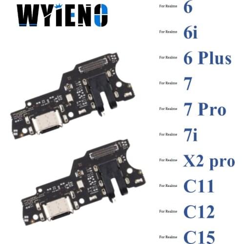Wyieno For Realme 6 6i 7 7i 7Pro X2 C11 C12 C15 Pro Plus USB Charger Dock Charging Port Flex Cable Mic Microphone Board