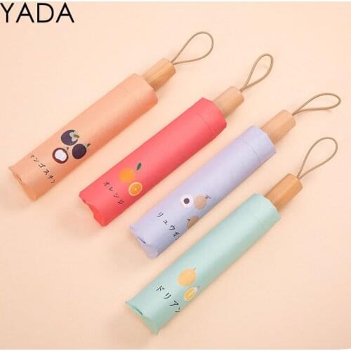YADA INS Pure Fruit Pattern Silver Umbrella 3-Folding Anti-UV Rainproof Big Umbrella For Women Man Parasol Umbrella YD200350