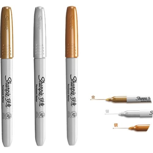 1.0mm Silver Gold Bronze Fine Point Oil Metallic Permanent Markers Write Surface Paper Metal Glass