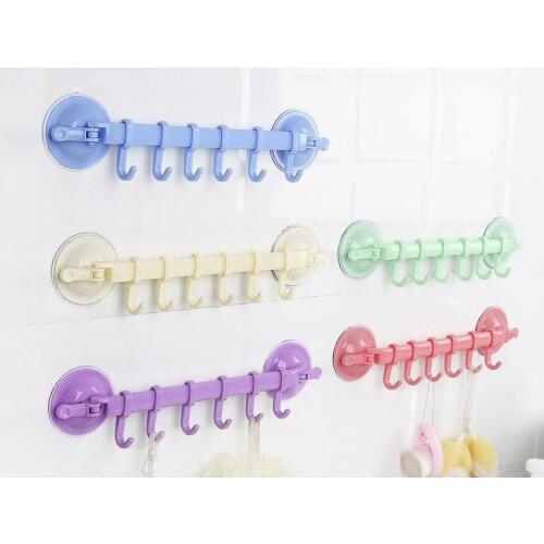 1PC Adjustable Hook Rack Double Suction Cup Towel Rack Hanging Shelves Hook Holder Lock Type Sucker Kitchen Bathroom OK 0925