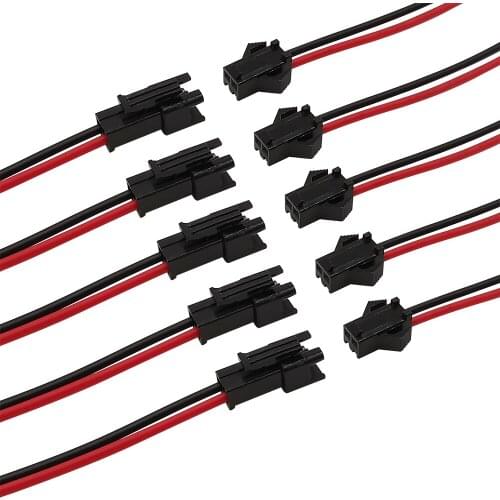 10Pairs JST SM 2 Pin 2P Male Plug to Female Jack Socket Pigtail Wire Cable Connector for LED Light Strips Length 10CM 15CM 20CM