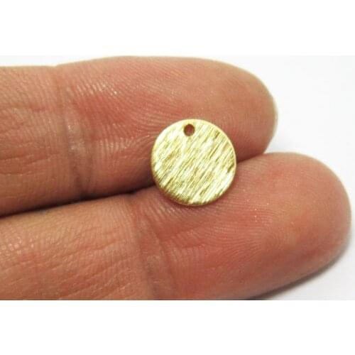 Brass charms 10x0.9mm Textured Round disc earrings -100pcs R635