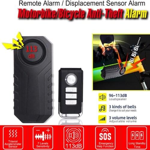 113dB Wireless Bicycle Anti-theft Alarm Waterproof Remote Control Alarm Sensor