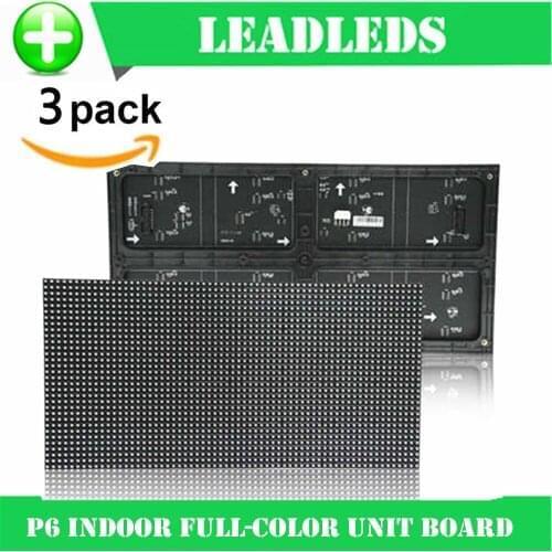 3 pieces/lot) P6 indoor RGB Full Color LED Display Module With 1R1G1B 384*192mm 32*64 pixels for High Clear Big Screen