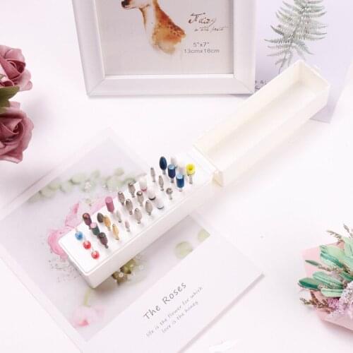 30 Slots Storage Box Plastic Display For Nail Drill Bit Files Acrylic Manicure Accessory White Holder Electric Machine Burrs