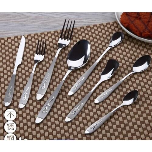 8 pieces of stainless steel Western tableware high grade knife fork spoon ice cream spoon fruit knife spoon