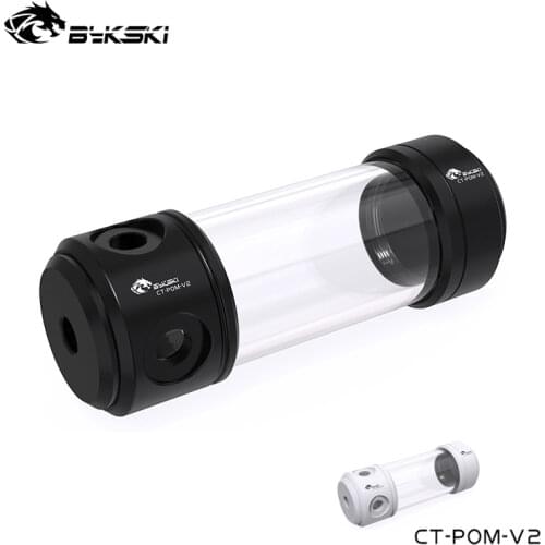 BYKSKI POM Acrylic Water Tank 150MM, Water Cooling Build Reservoir 4 X G1/4" ,Support Use With Copper ,CT-POM-V2